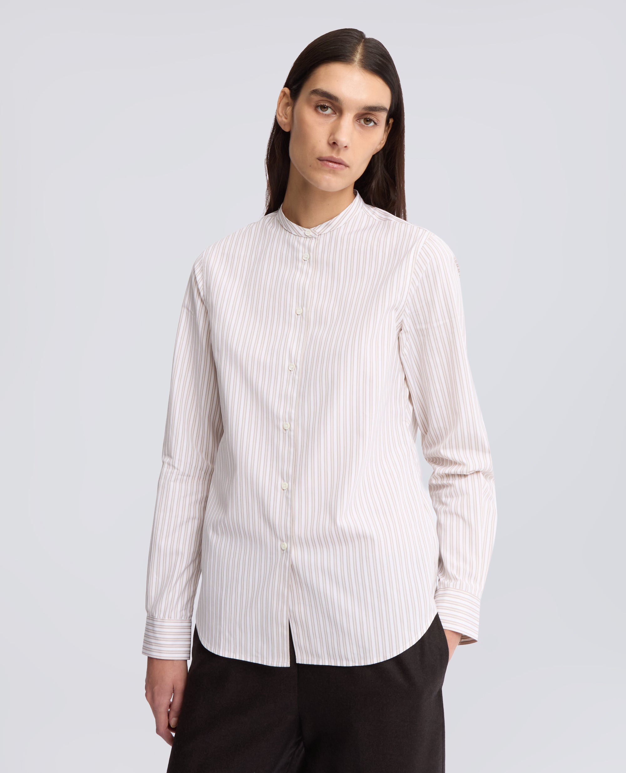 CAMICIA IN POPELINE DI COTONE A RIGHE - BEIGE - ASPESI