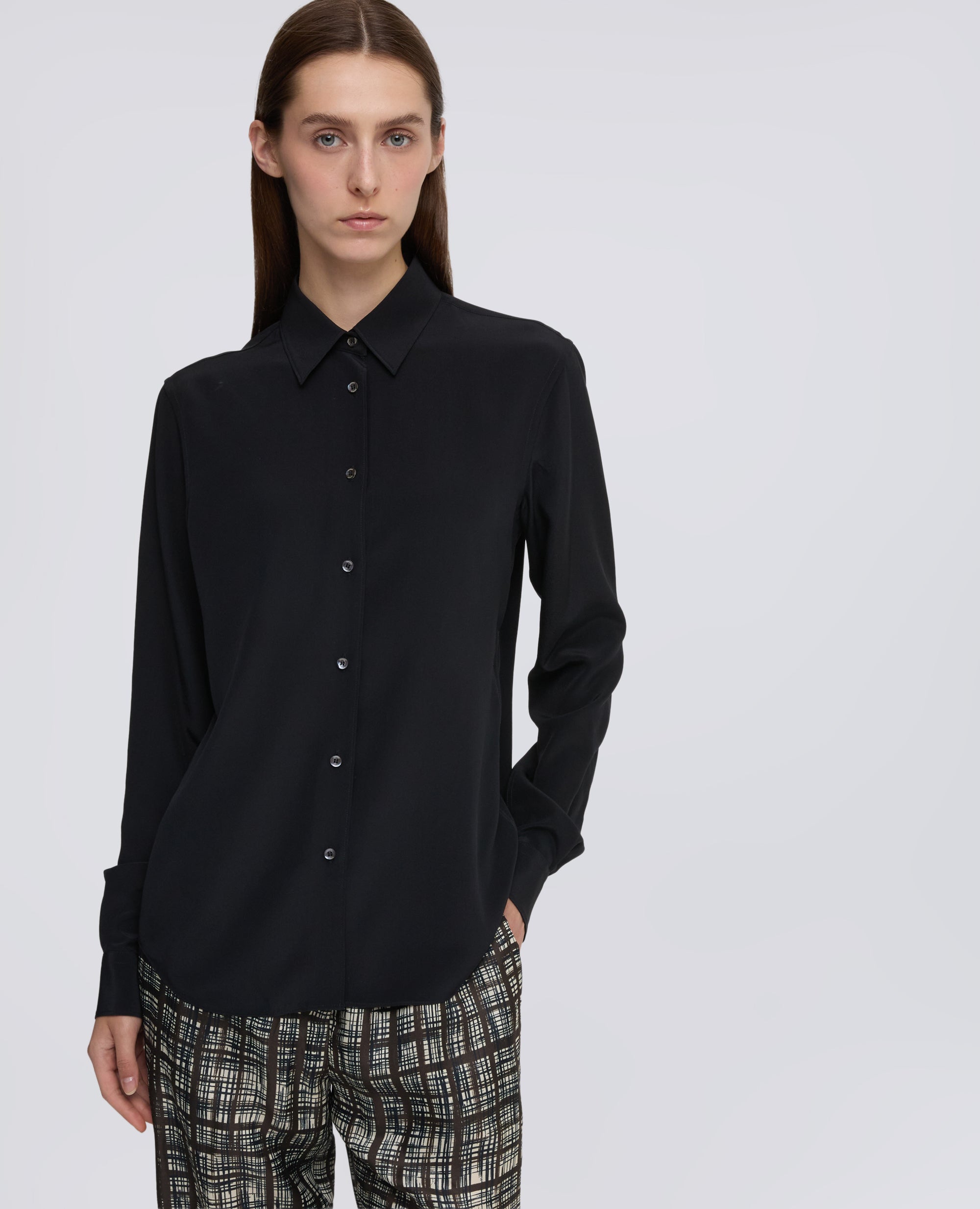 CAMICIA IN CREPE DE CHINE DI SETA - NERO - ASPESI