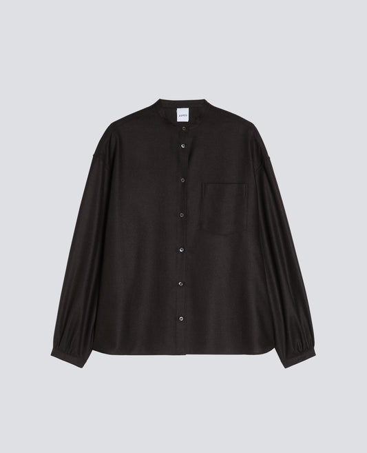 CHEMISE CLASSIQUE EN FLANELLE DE LAINE ET CACHEMIRE - MARRONE - ASPESI