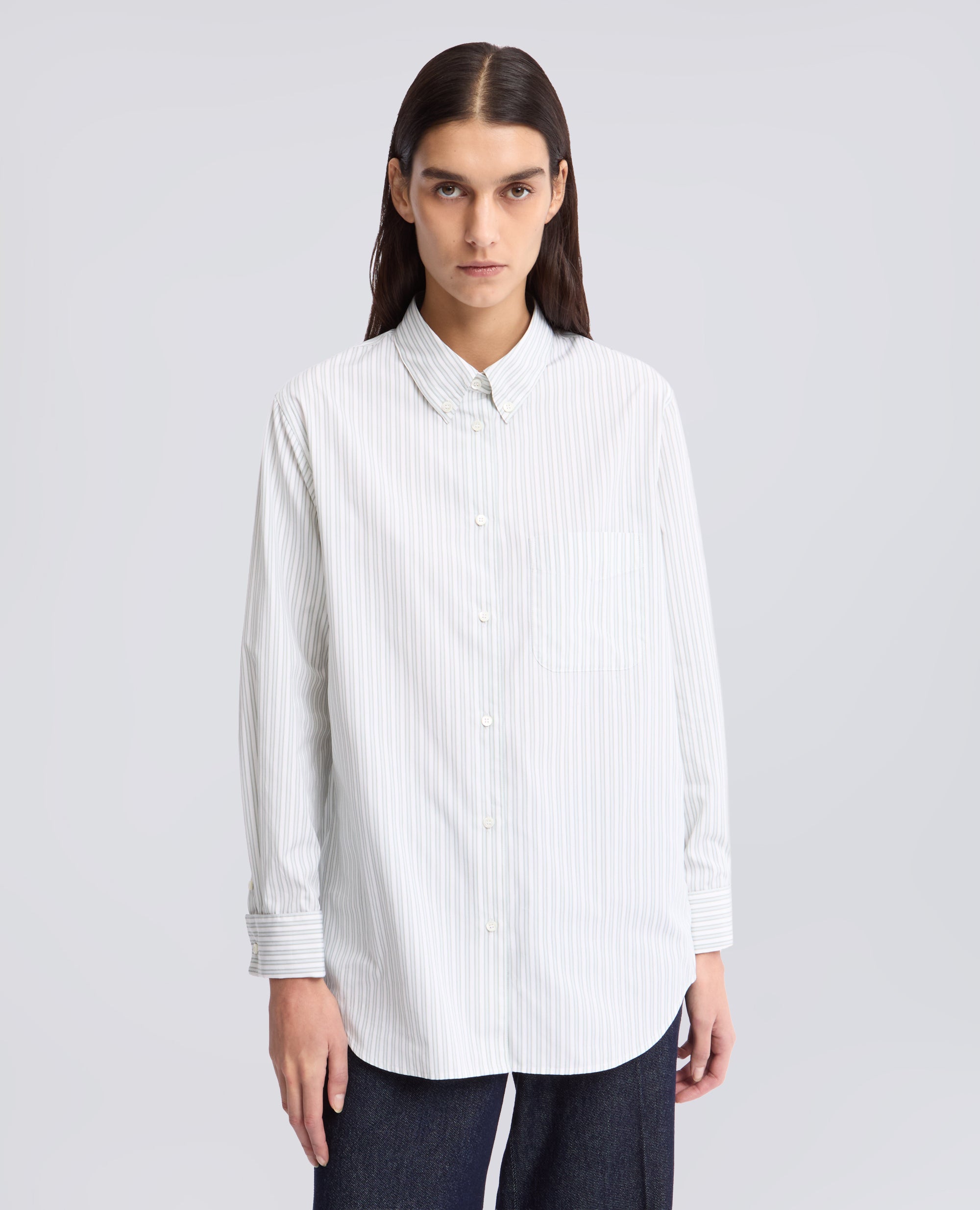 HEMD AUS BAUMWOLL-POPELINE MIT BUTTON-DOWN-KRAGEN - GRUN - ASPESI