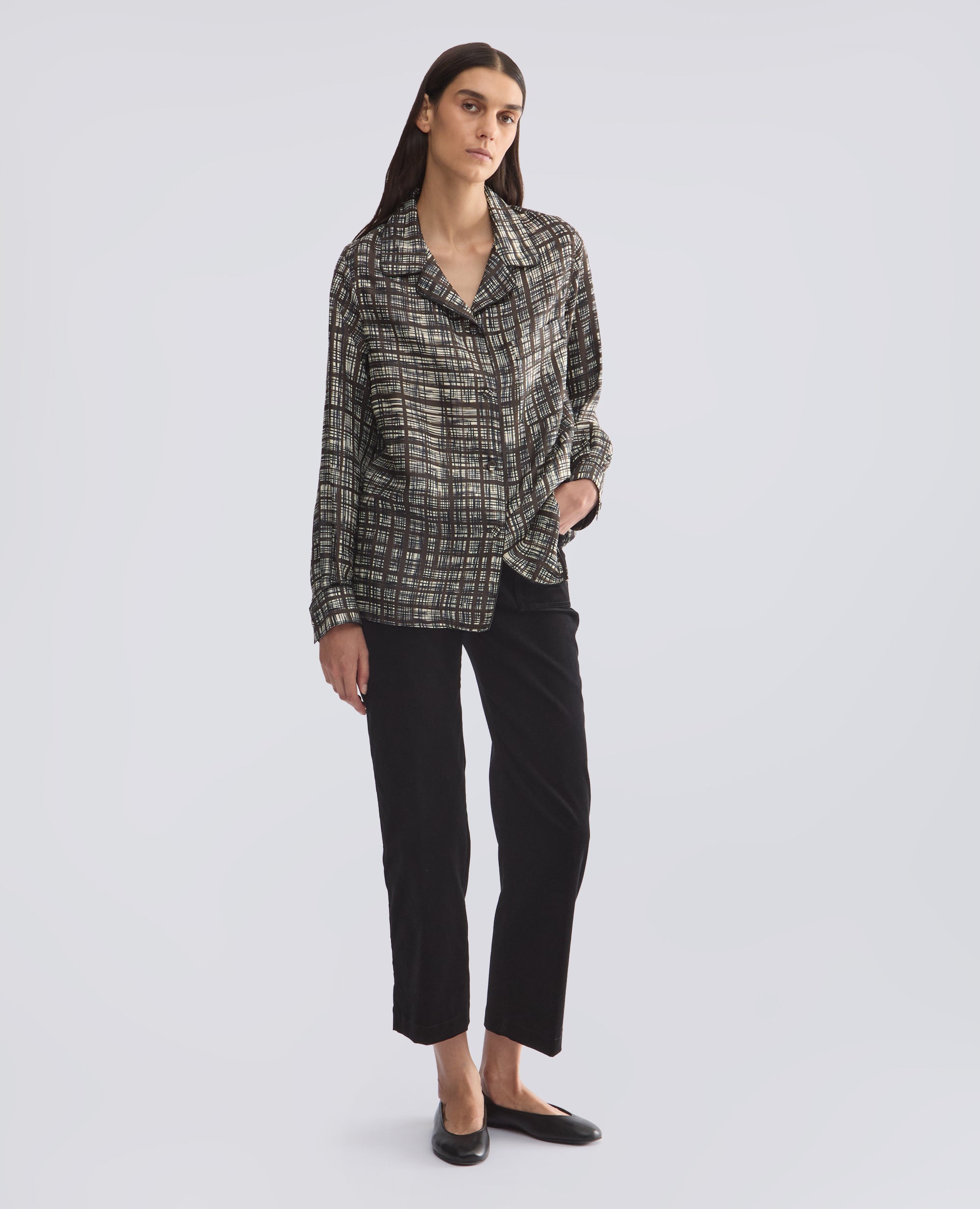 CAMISA PIJAMA DE SARGA DE VISCOSA Y SEDA ESTAMPADA - MULTICOLOR - ASPESI