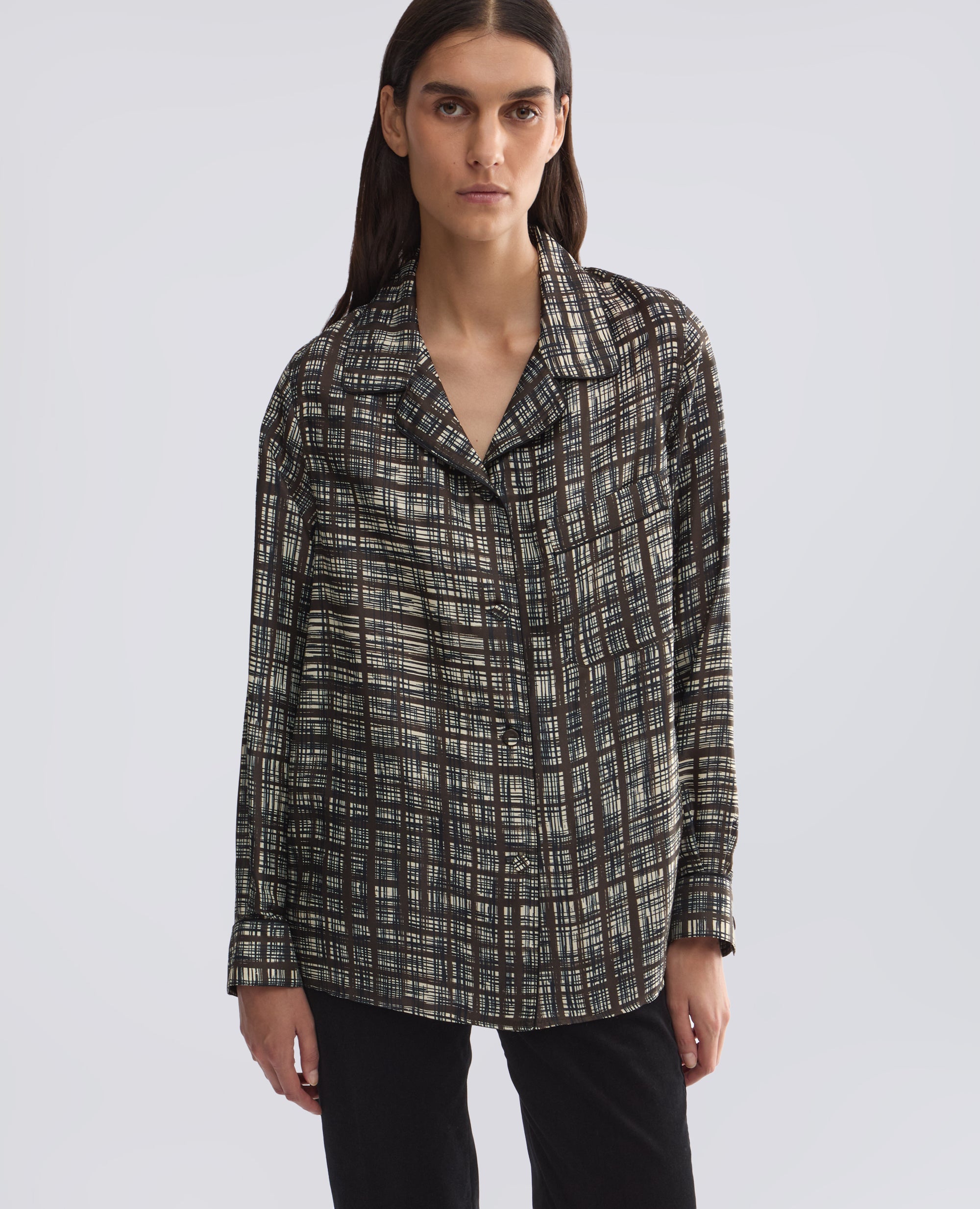 CAMISA PIJAMA DE SARGA DE VISCOSA Y SEDA ESTAMPADA - MULTICOLOR - ASPESI