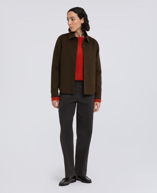CAMICIA IN DOUBLE DI LANA EFFETTO BEAVER - MARRONE - ASPESI