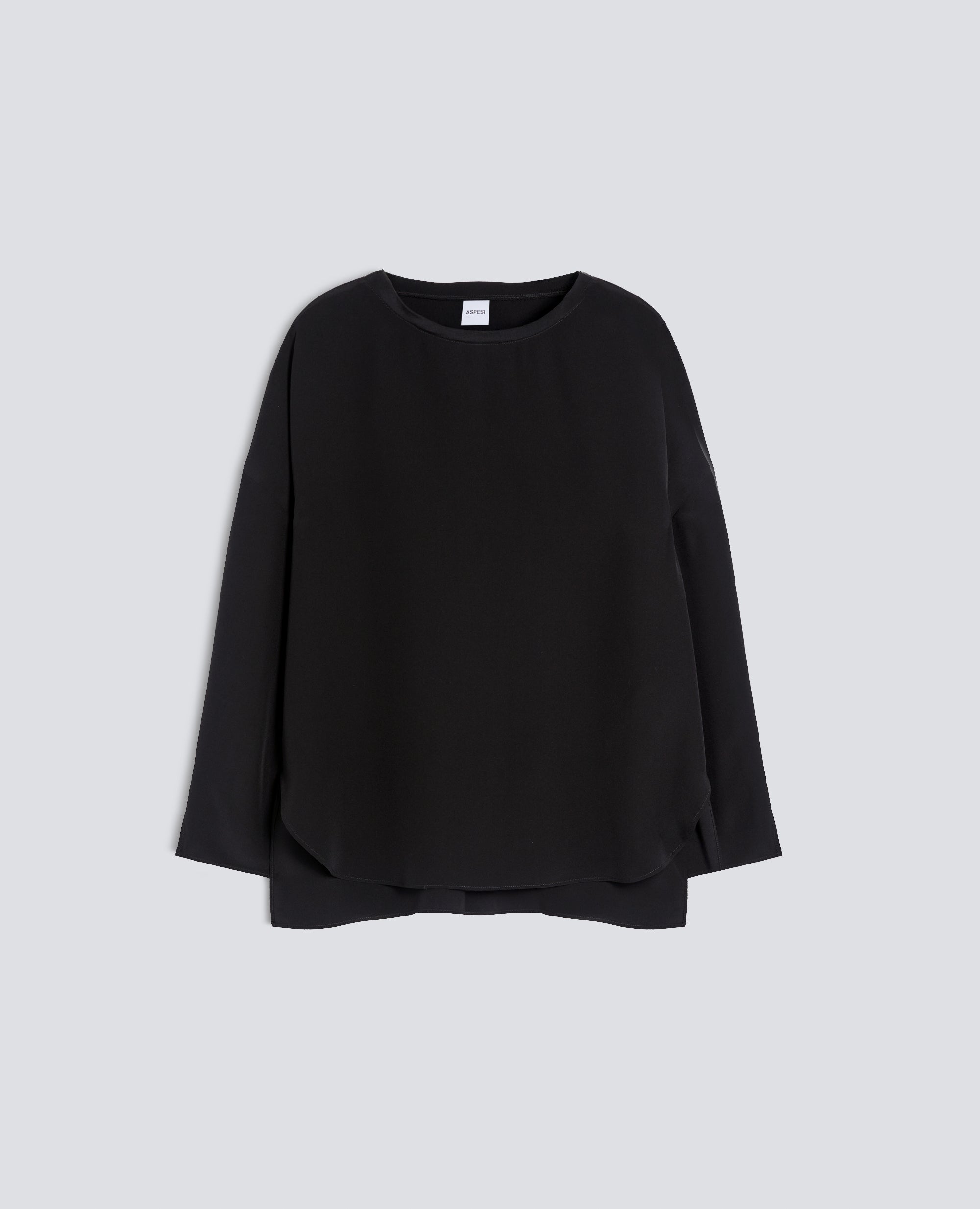 TOP AUS SEIDEN-CREPE DE CHINE UNI - SCHWARZ - ASPESI