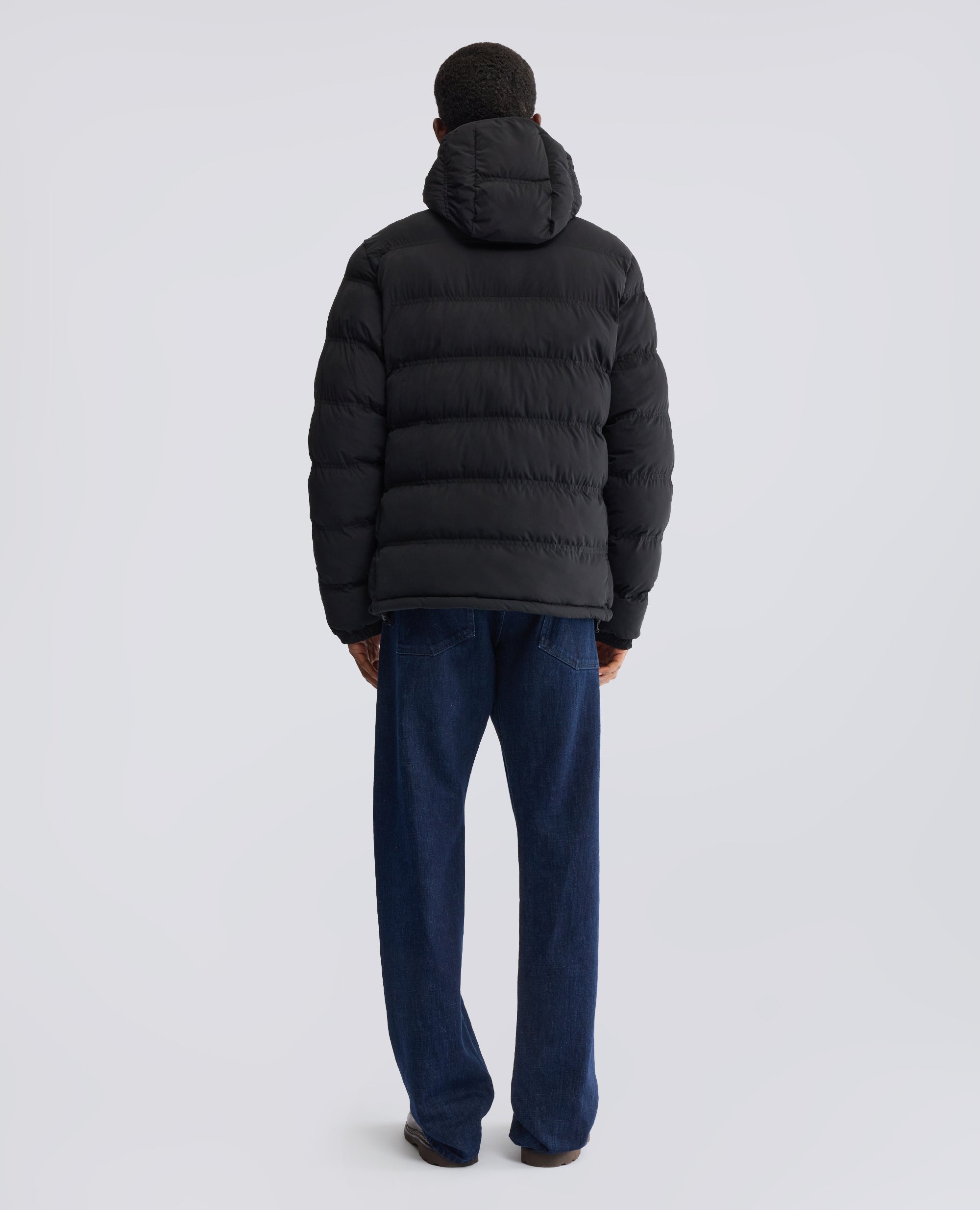BLOUSON REMBOURRE EN NYLON A CAPUCHE - NOIR - ASPESI