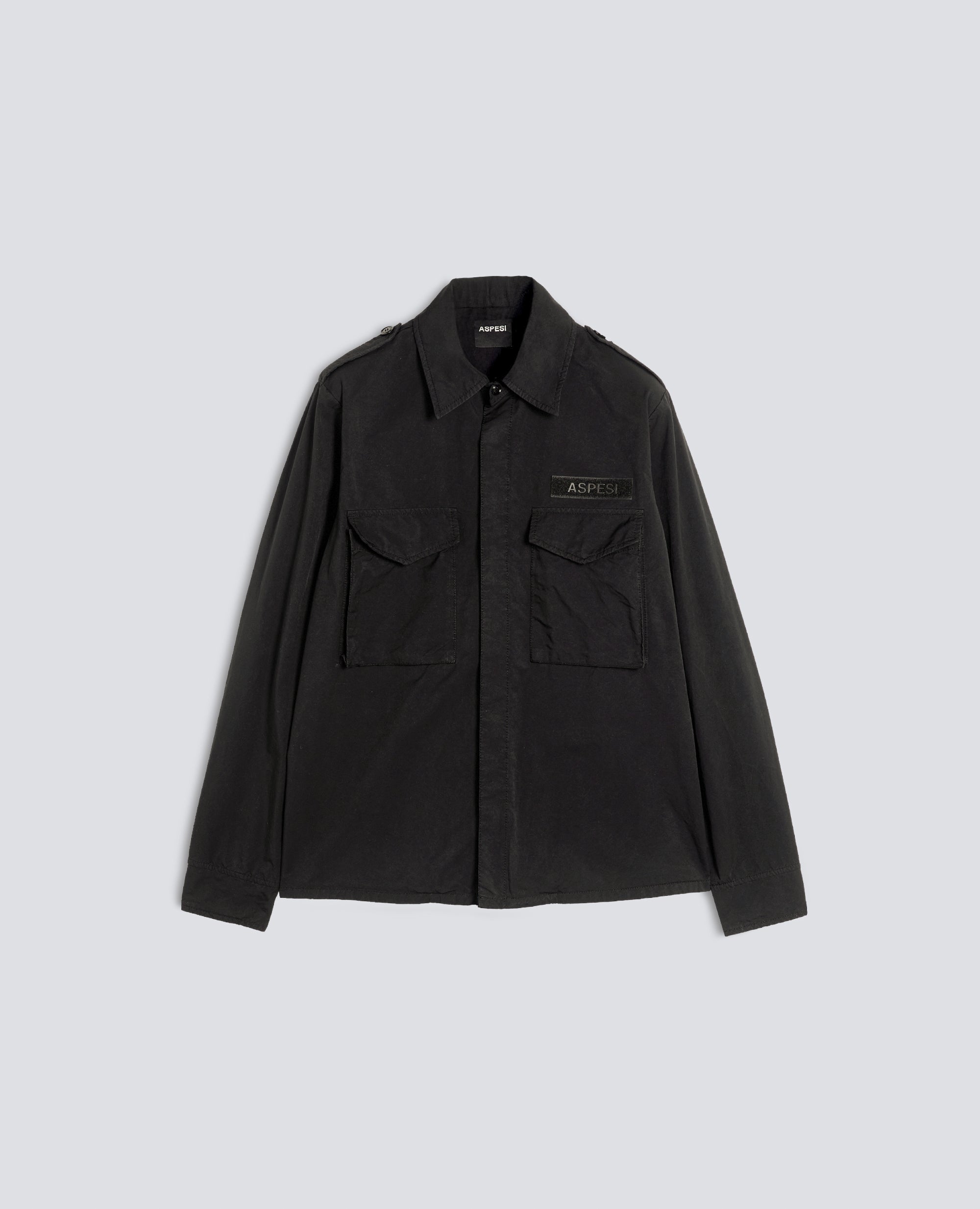 CAMICIA MILITARE SFODERATA IN MISTO NYLON COMPATTO, TINTO CAPO - NERO - ASPESI