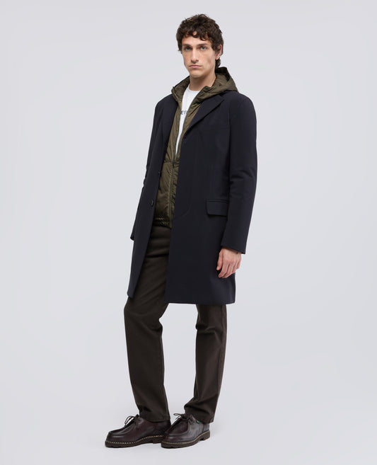 MANTEAU DROIT EN SERGE DE POLYESTER - BLU - ASPESI