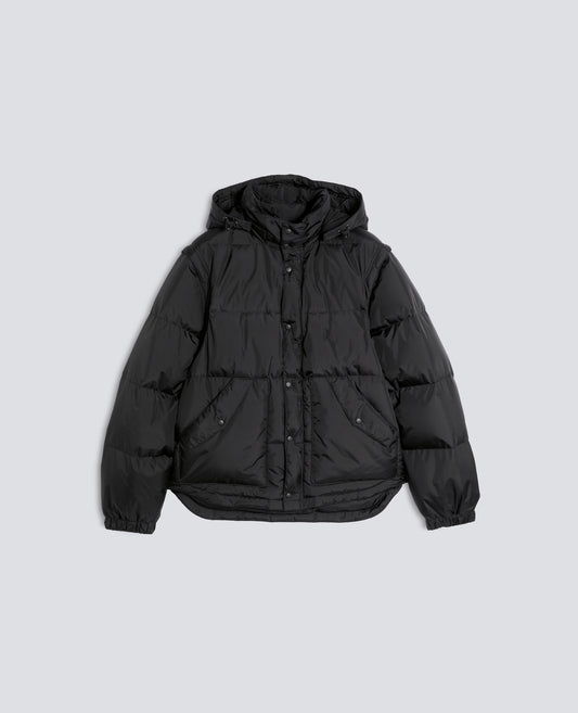 BLOUSON AUS NYLON-TAFT, VERWANDELBAR IN EINE WESTE MIT ABNEHMBAREN ARMELN - SCHWARZ - ASPESI