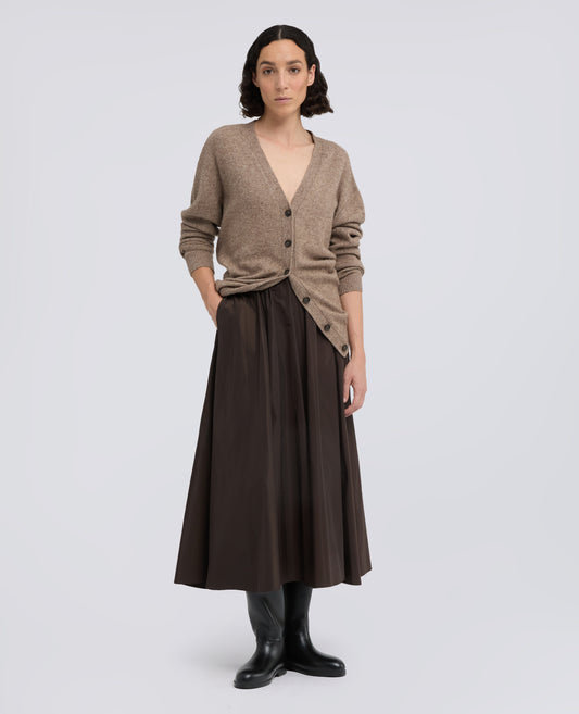 TECHNICAL FABRIC FLARED SKIRT - MARRONE - ASPESI