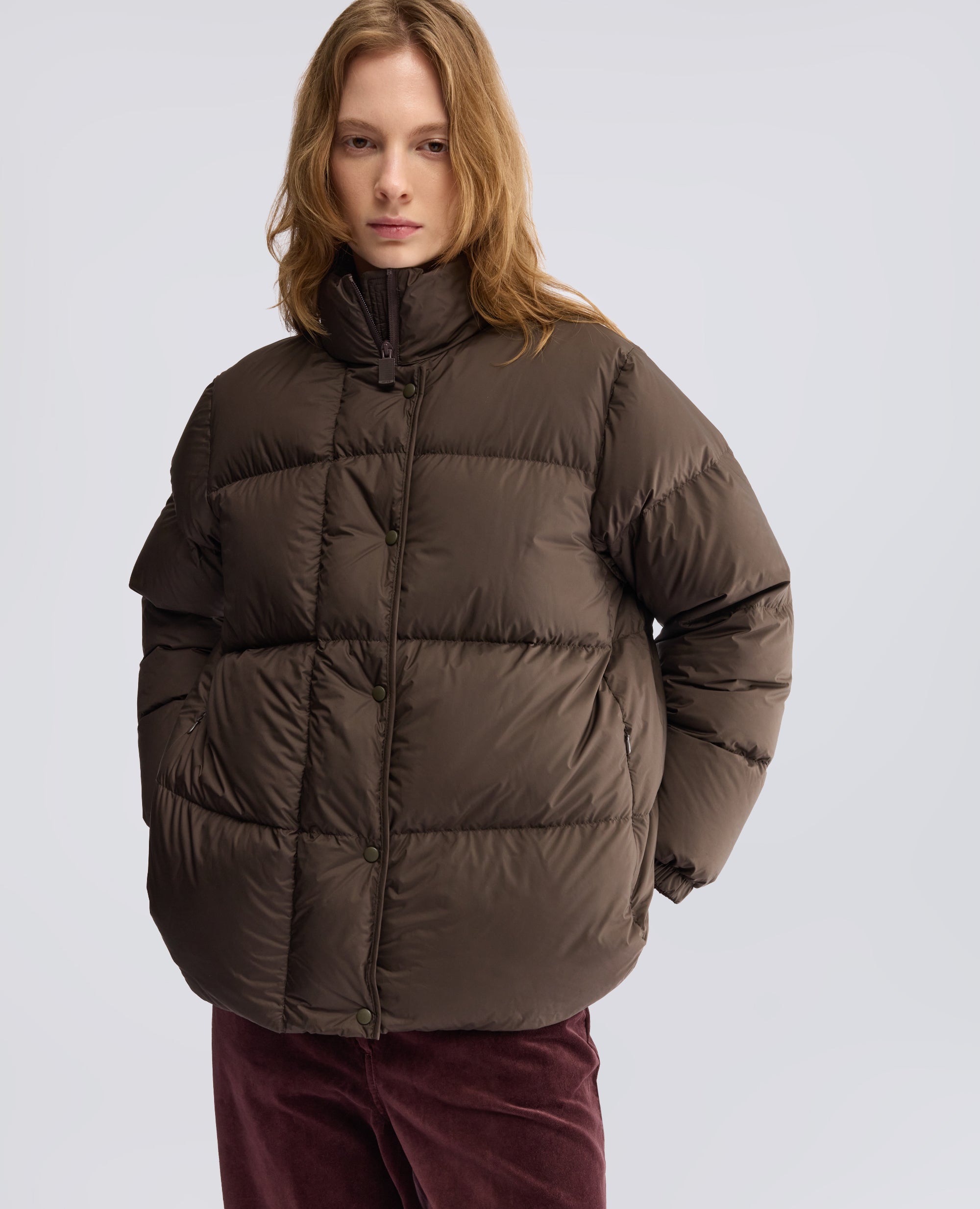 PADDED AND QUILTED MICROFIBRE JACKET - BROWN - ASPESI