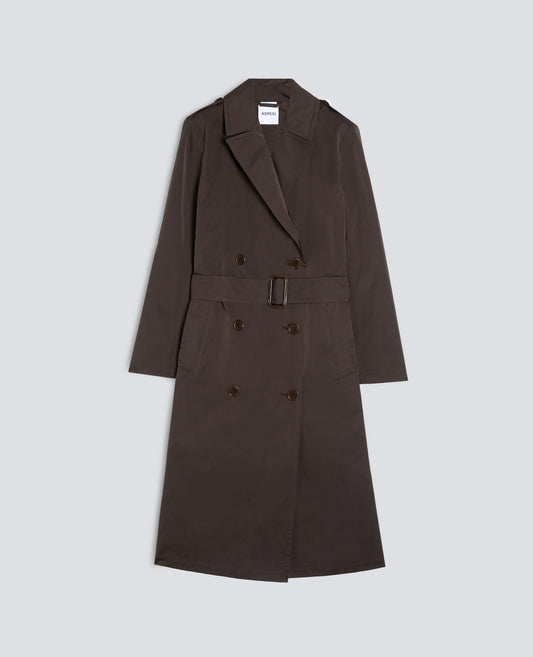 TRENCHCOAT AUS DUCHESSE MIT GURTEL - MARRONE - ASPESI