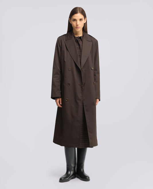 TRENCHCOAT AUS DUCHESSE MIT GURTEL - MARRONE - ASPESI
