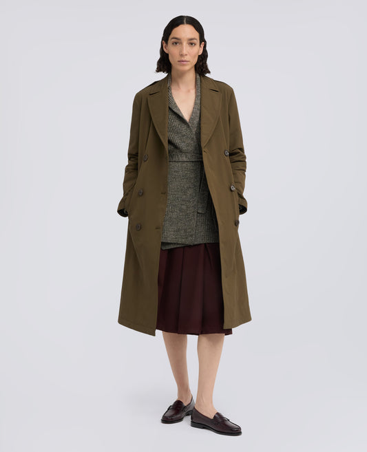 COTTON AND POLYESTER CANVAS TRENCH COAT PADDED WITH THERMORE WADDING - VERDE - ASPESI