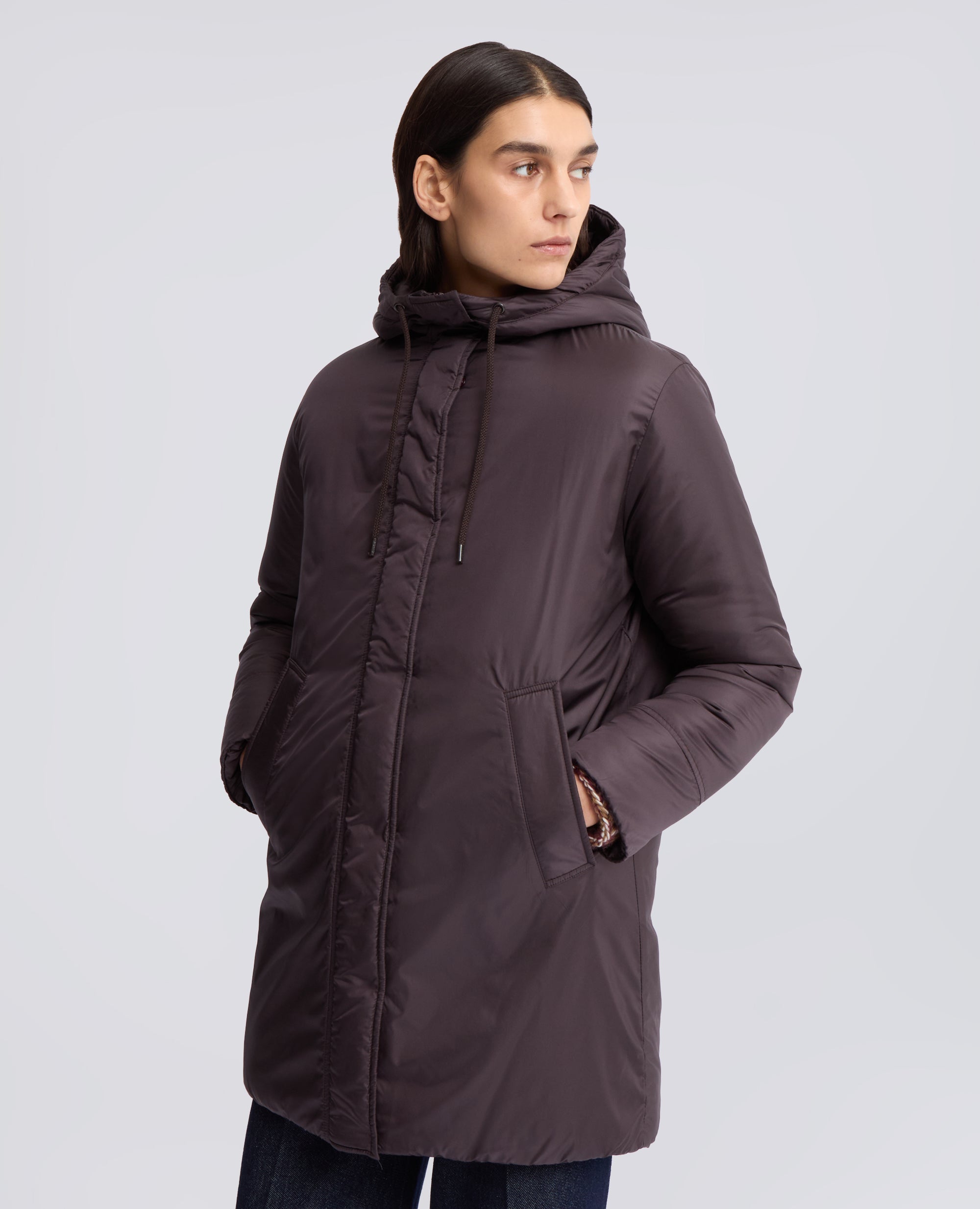 PARKA IN NYLON IMBOTTITO CON OVATTA - MARRONE - ASPESI