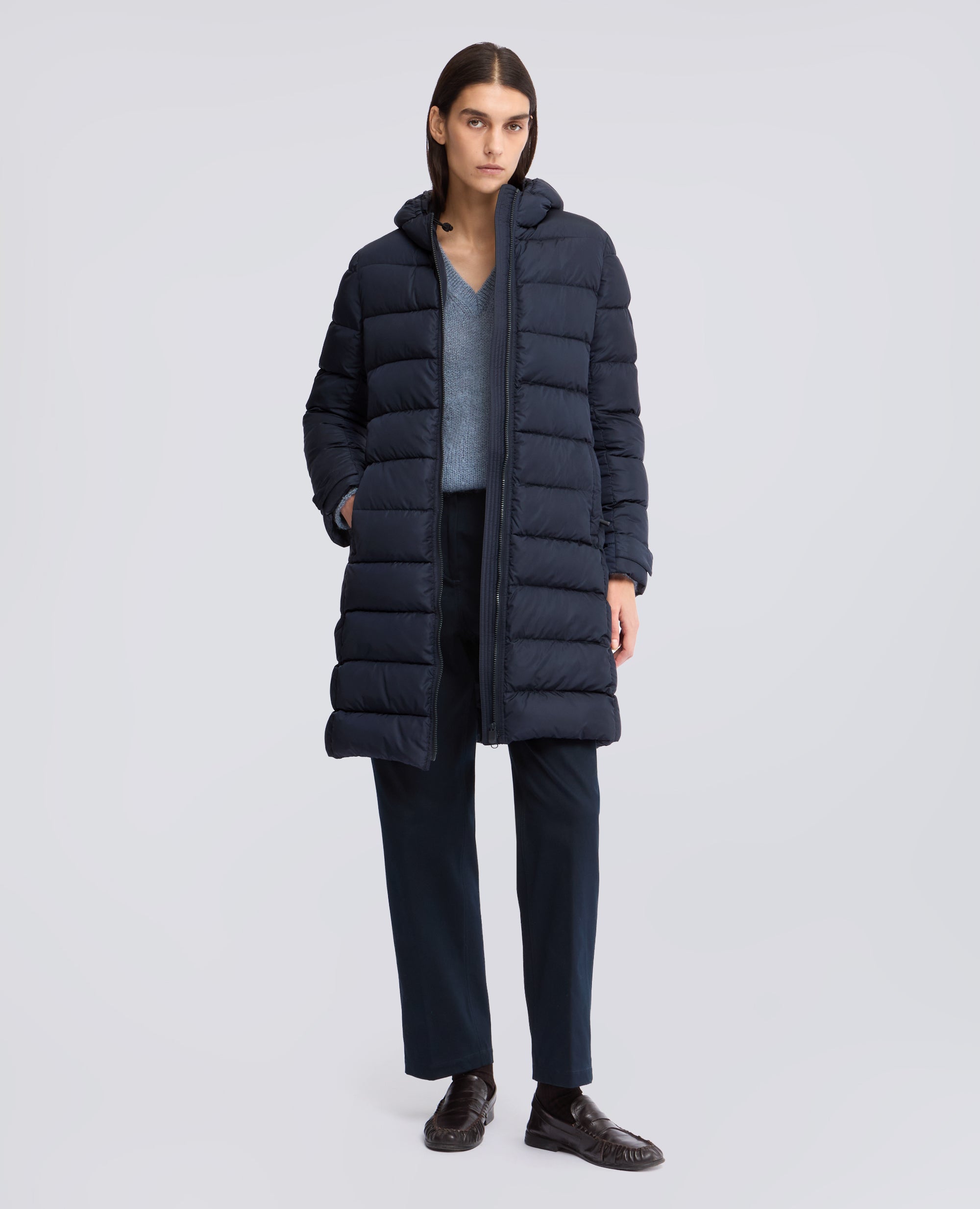 MANTEAU MATELASSE EN NYLON RECYCLE - BLEU - ASPESI