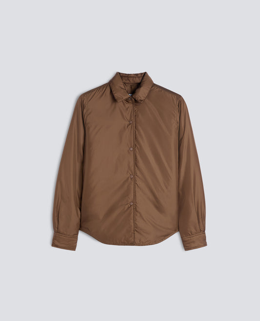 -GLUE- THERMORE-PADDED NYLON SHIRT JACKET - BROWN - ASPESI