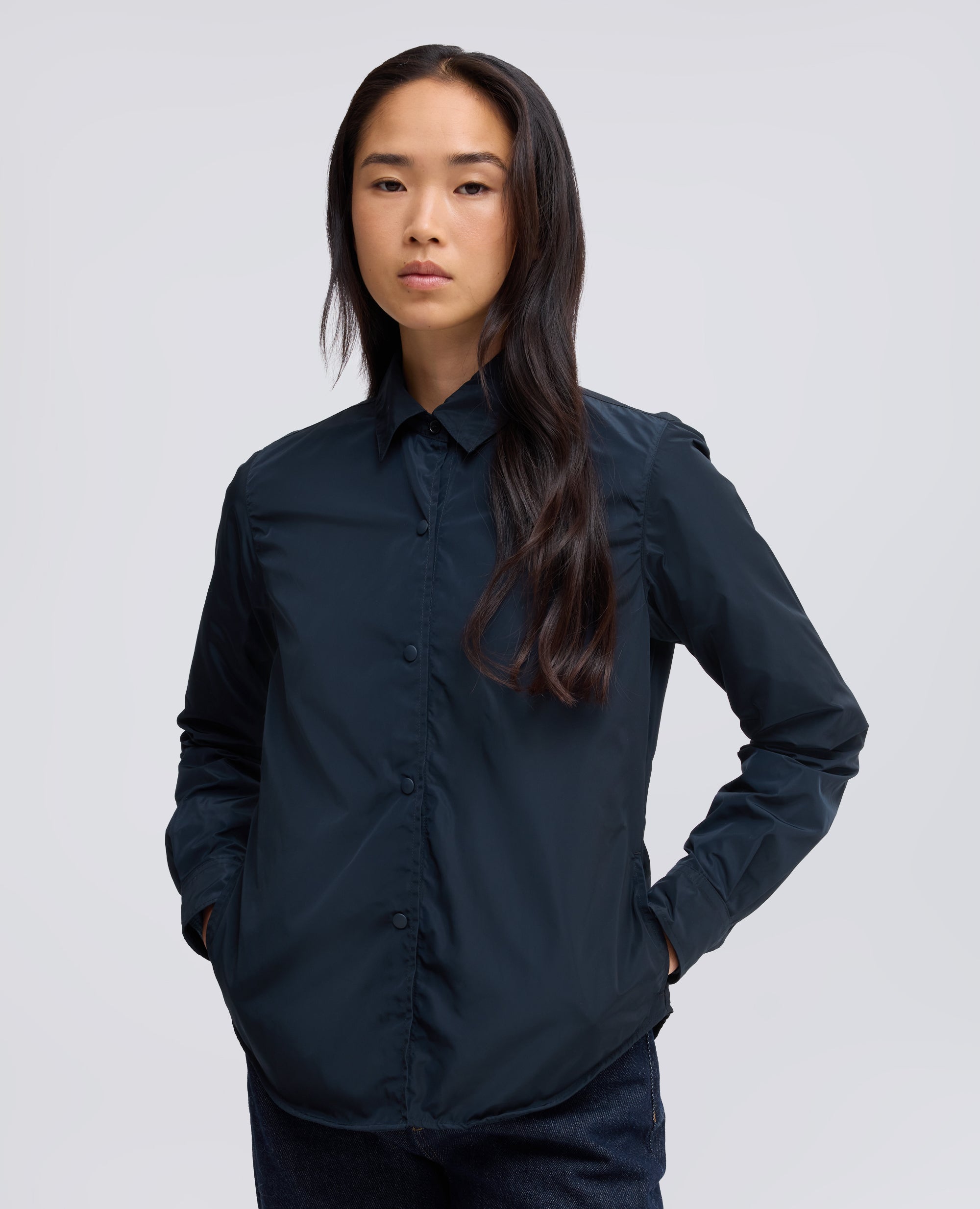 CHEMISE NON DOUBLEE EN TISSU TECHNIQUE - BLU - ASPESI