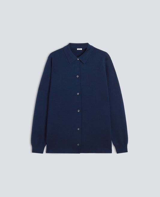 CARDIGAN IM HEMDSTIL AUS MERINOWOLLE - BLU - ASPESI
