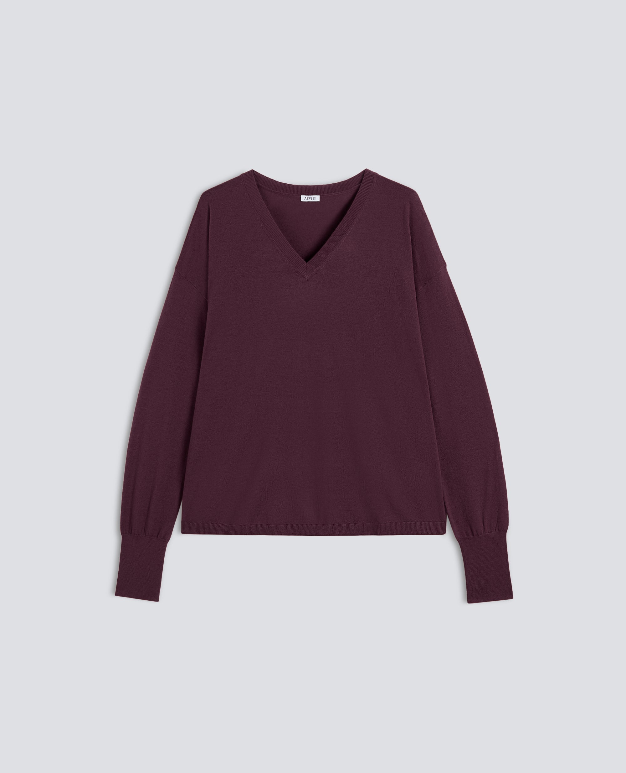 MAGLIA CON SCOLLO A V IN LANA MERINO - ROSSO - ASPESI