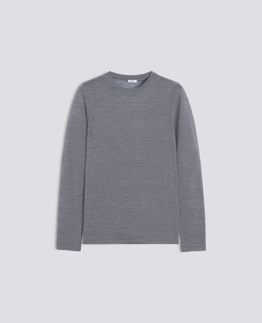 PULL A ENCOLURE RAS DE COU EN LAINE MERINOS - GRIGIO - ASPESI