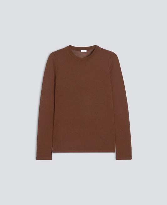 PULL A ENCOLURE RAS DE COU EN LAINE MERINOS - MARRONE - ASPESI