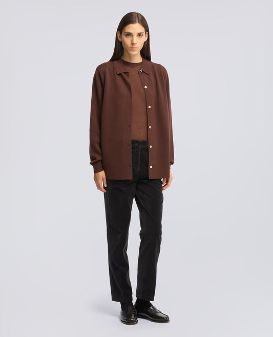 PULL A ENCOLURE RAS DE COU EN LAINE MERINOS - MARRONE - ASPESI