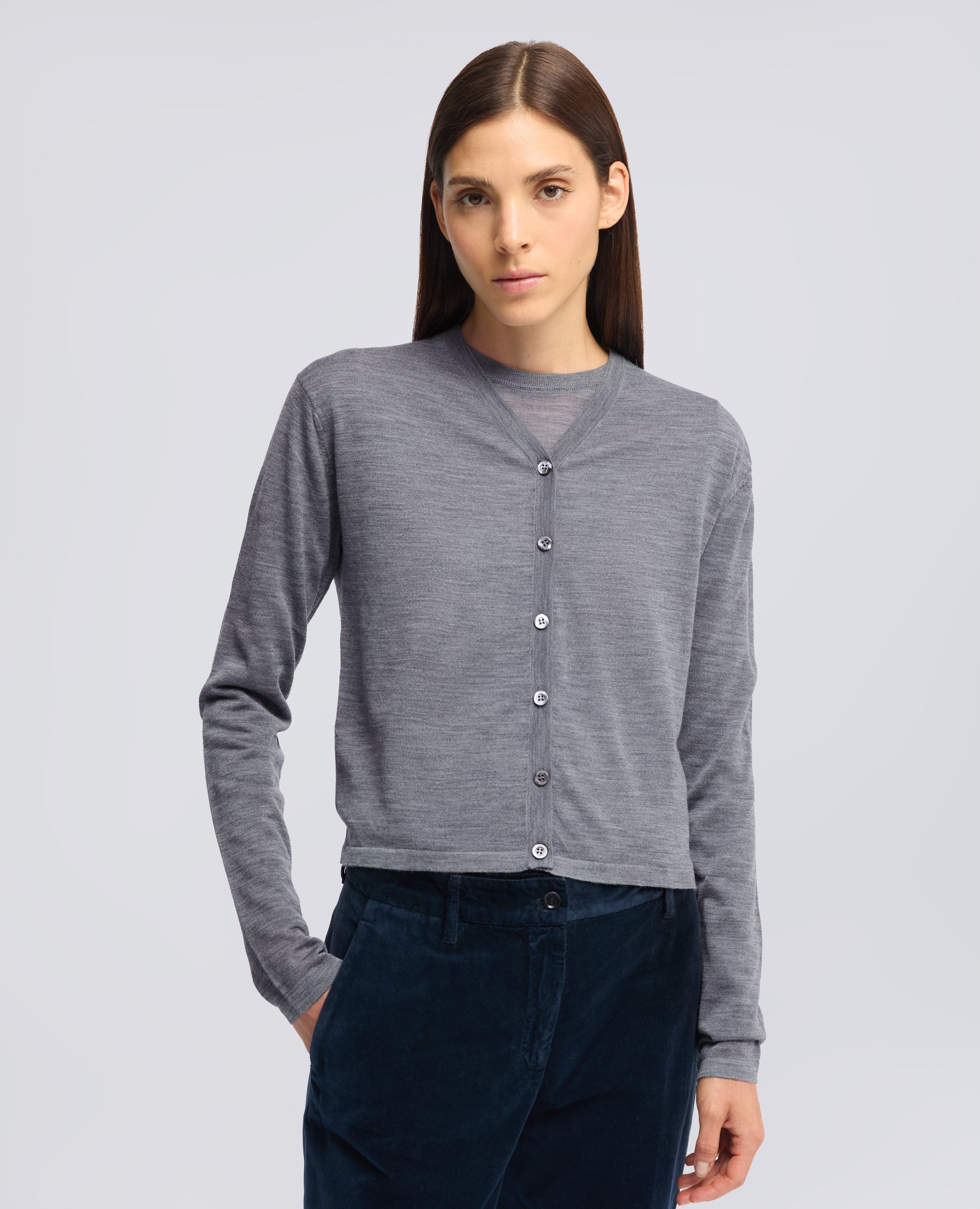 CARDIGAN IN LANA MERINO - GRIGIO - ASPESI