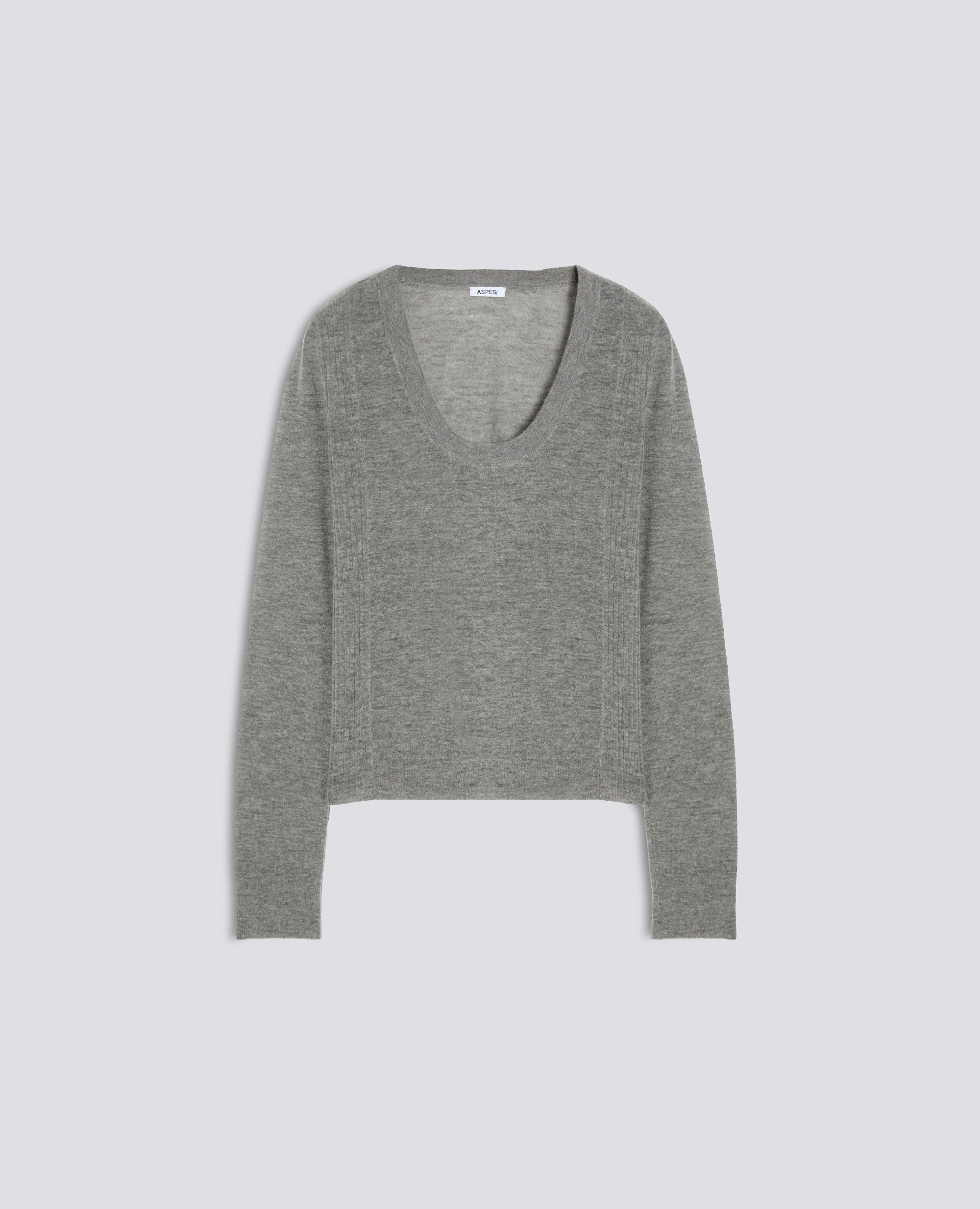 MAGLIA A MANICHE LUNGHE IN LANA MERINO, NYLON E CASHMERE - GRIGIO - ASPESI