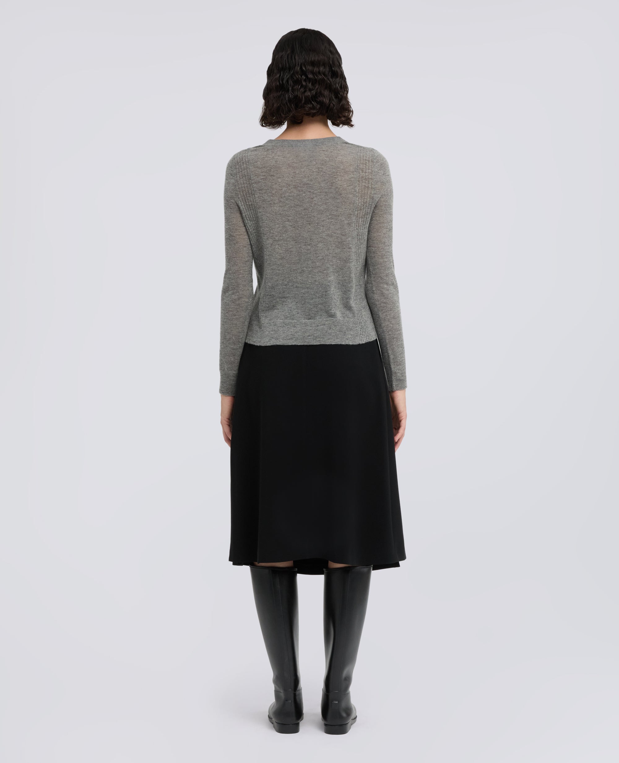 MAGLIA A MANICHE LUNGHE IN LANA MERINO, NYLON E CASHMERE - GRIGIO - ASPESI