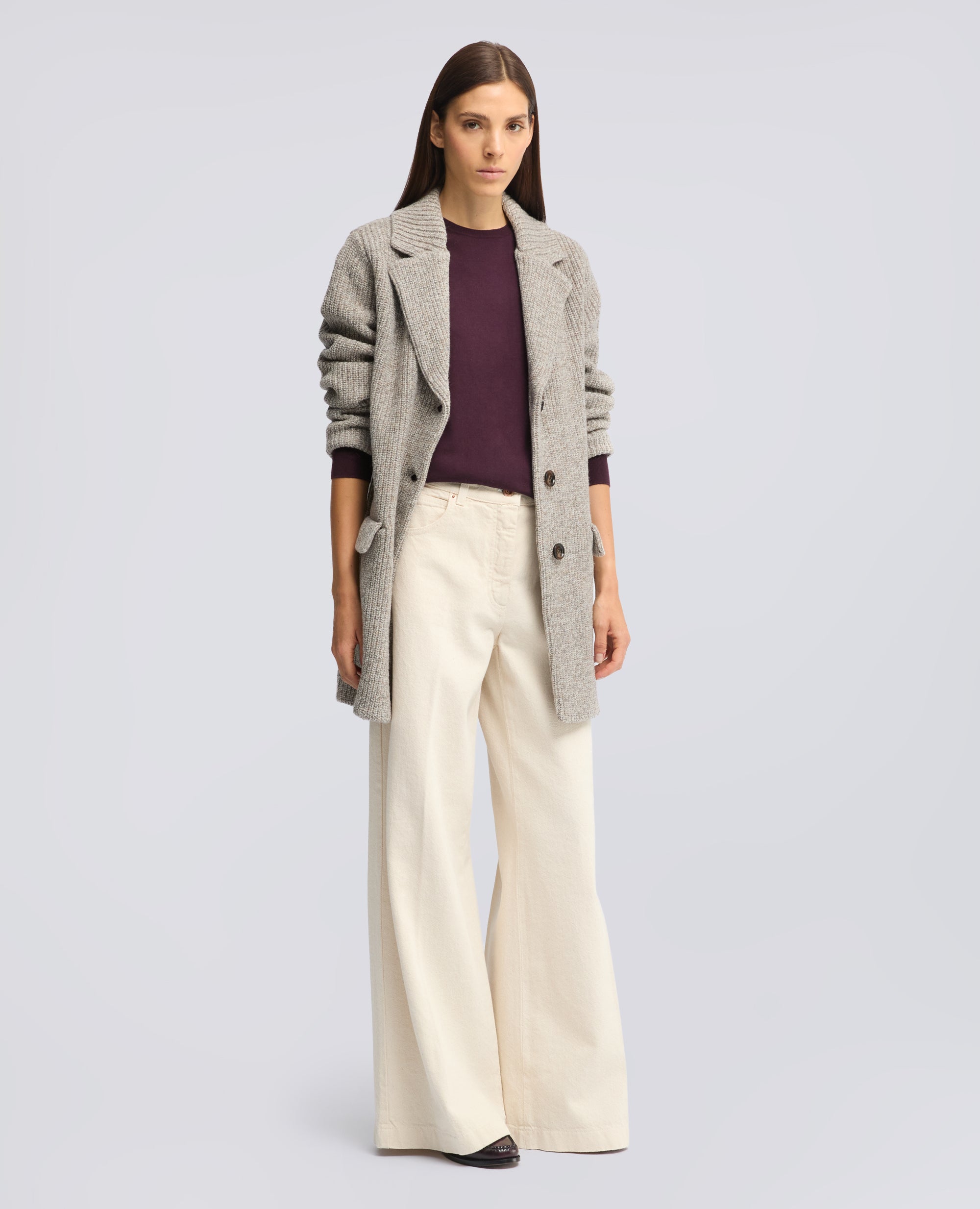 MANTEAU EN LAINE COTELEE - BEIGE - ASPESI