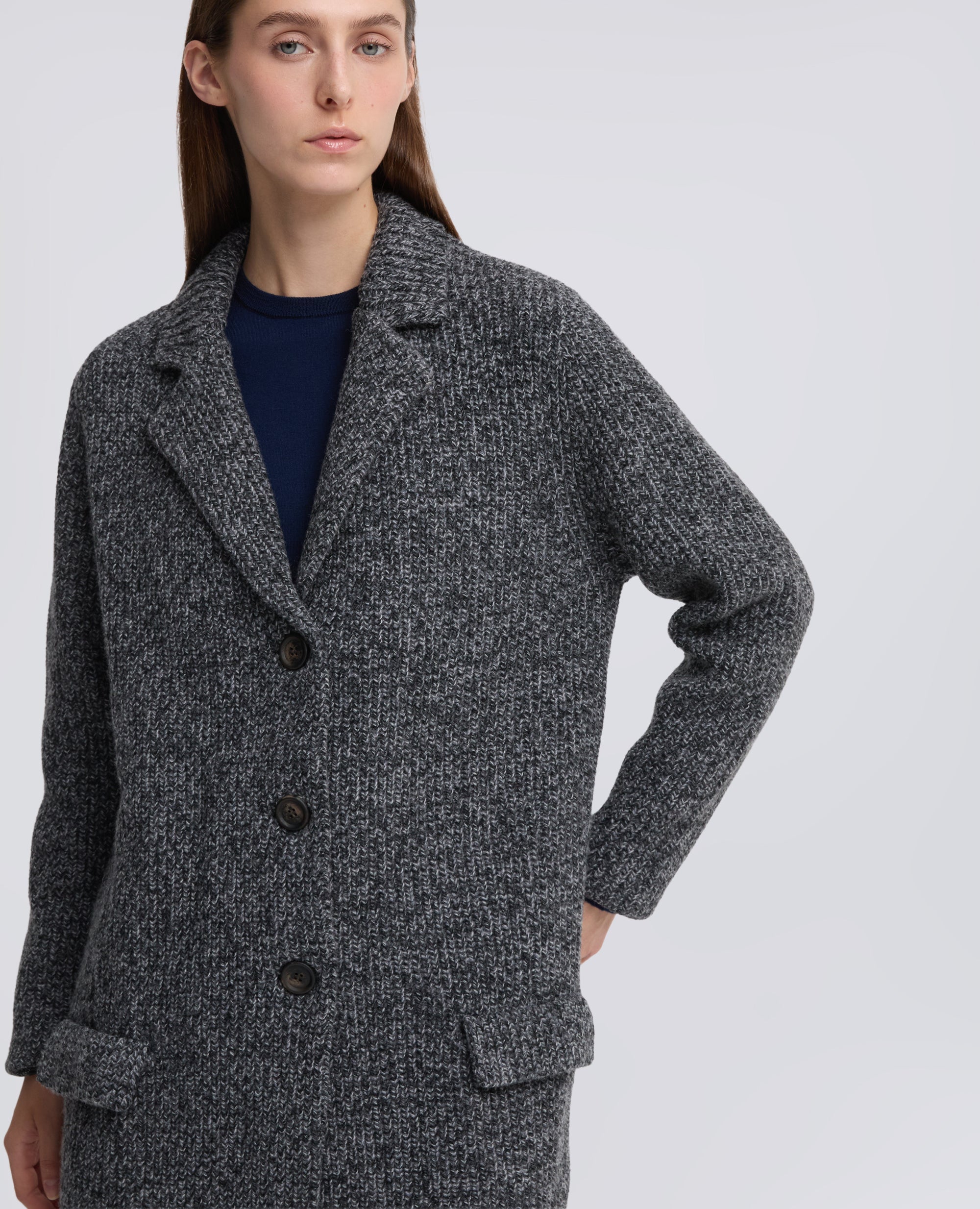 CAPPOTTO IN LANA A COSTE - GRIGIO - ASPESI