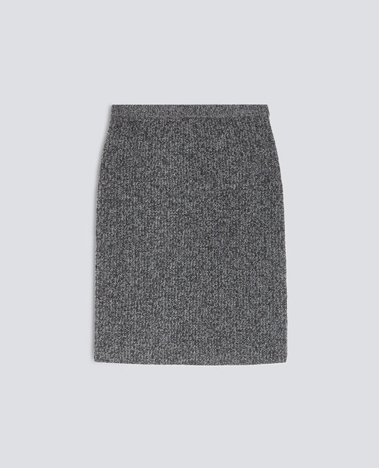 RIBBED MOULINE WOOL SKIRT - GRIGIO - ASPESI