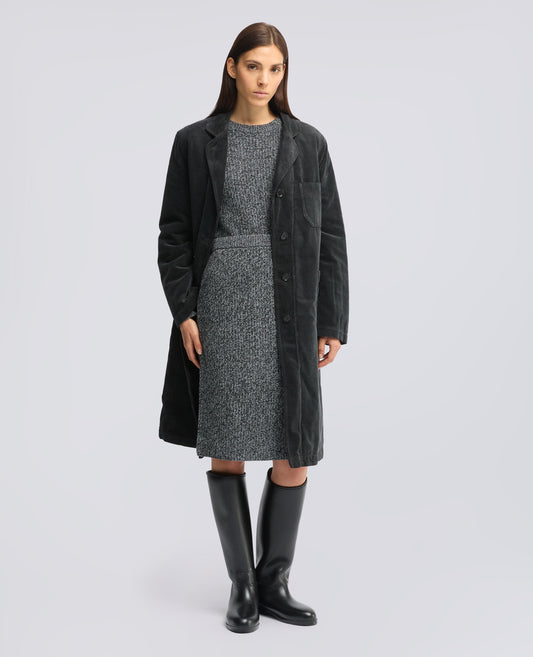 RIBBED MOULINE WOOL SKIRT - GRIGIO - ASPESI