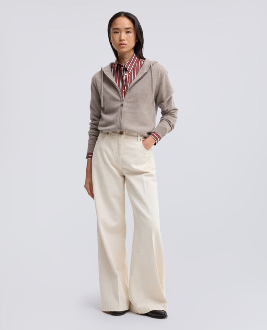 PULL À CAPUCHE EN LAINE ET CACHEMIRE - BEIGE - ASPESI