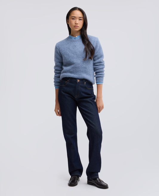 PULL RAS DU COU COTELE EN MOHAIR ET LAINE - AZZURRO - ASPESI