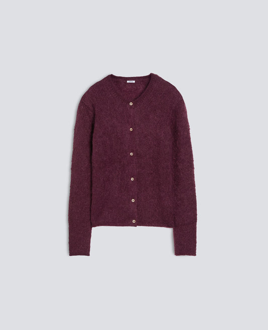CREW-NECK MOHAIR AND WOOL KNIT CARDIGAN - ROSSO - ASPESI