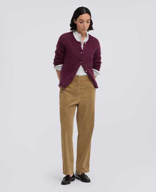 CREW-NECK MOHAIR AND WOOL KNIT CARDIGAN - ROSSO - ASPESI