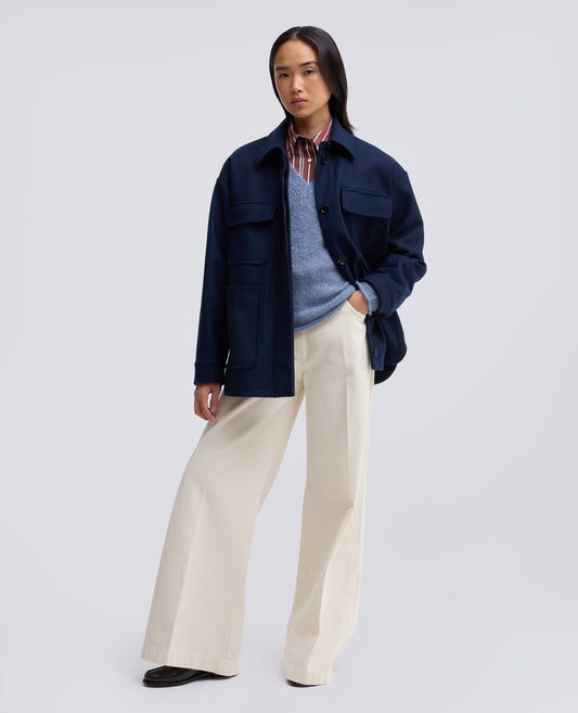 JERSEY DE CUELLO DE PICO EN MOHAIR Y LANA - AZZURRO - ASPESI