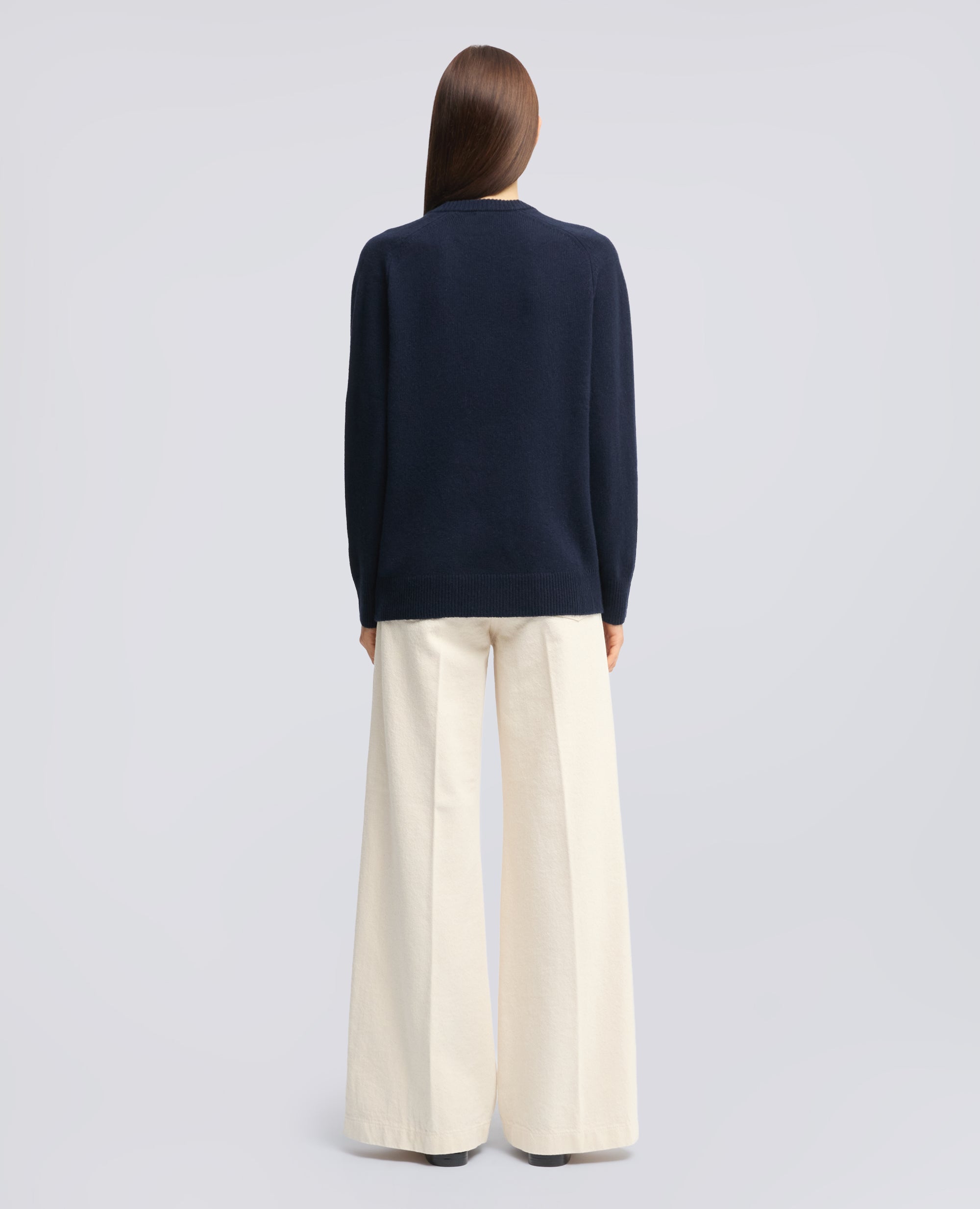 MAGLIA CON SCOLLO A V IN LANA, YAK E CASHMERE - BLU - ASPESI