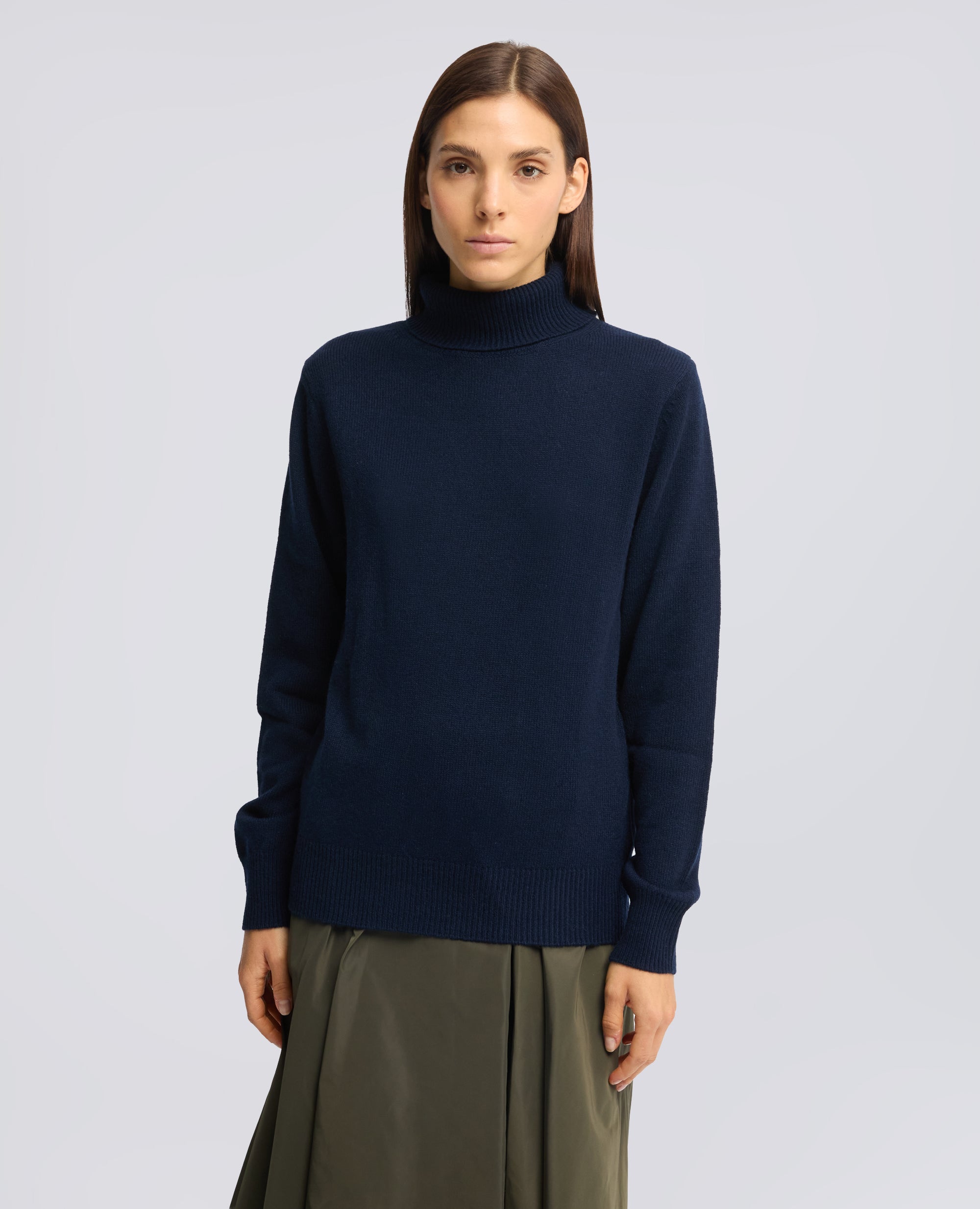 MAGLIA DOLCEVITA IN LANA, YAK E CASHMERE - BLU - ASPESI