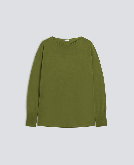 PULLOVER AUS MERINOWOLLE MIT BATEAU-AUSSCHNITT - VERDE - ASPESI