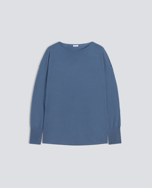 PULLOVER AUS MERINOWOLLE MIT BATEAU-AUSSCHNITT - BLU - ASPESI