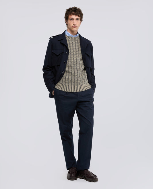 SHETLAND WOOL CREW-NECK KNIT - GRIGIO - ASPESI