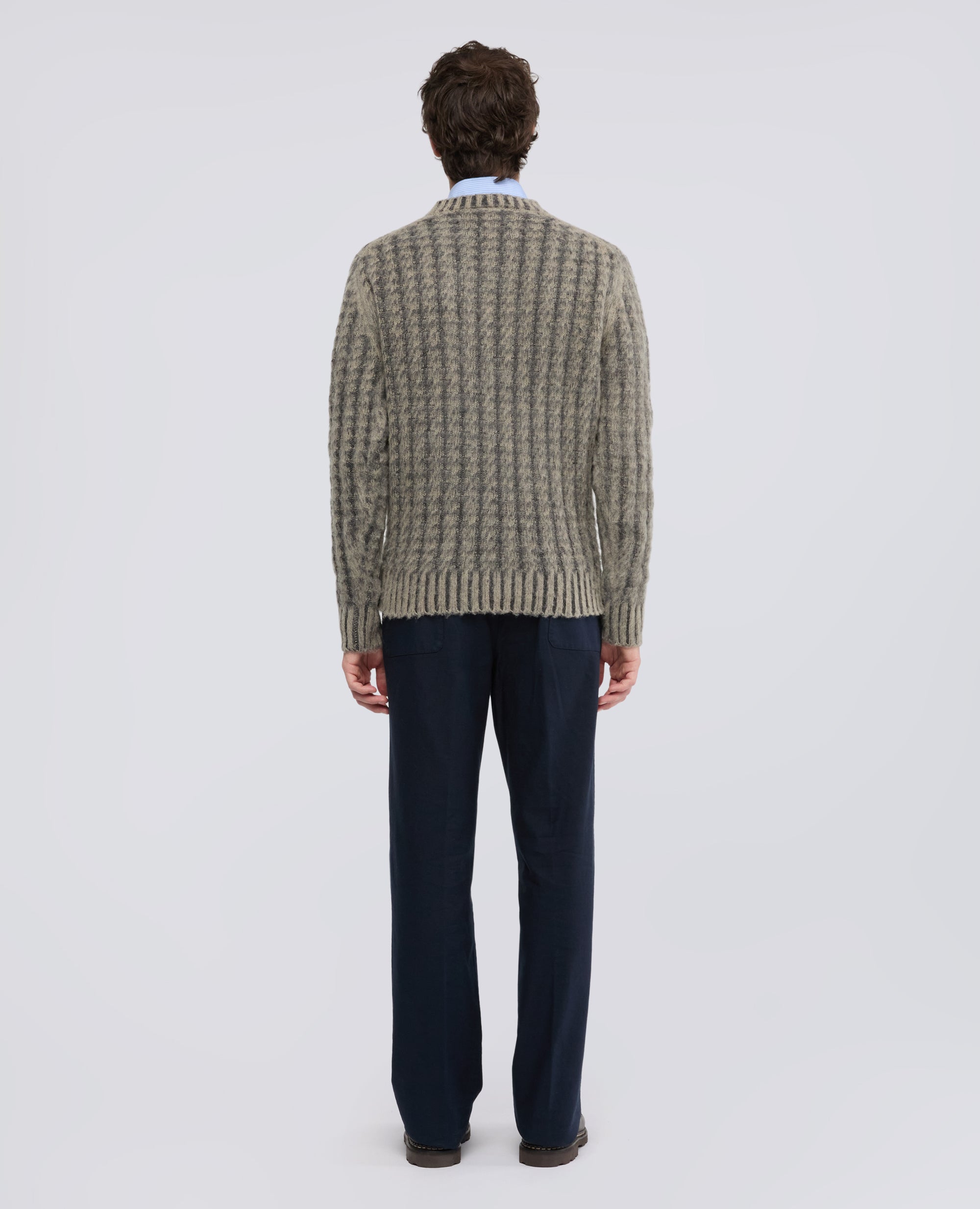 RUNDHALS-STRICKPULLOVER AUS SHETLAND-WOLLE - GRIGIO - ASPESI