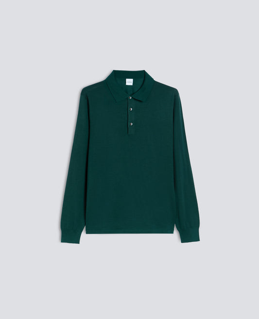 LANGARMLIGES POLOSHIRT AUS MERINOWOLLE - VERDE - ASPESI