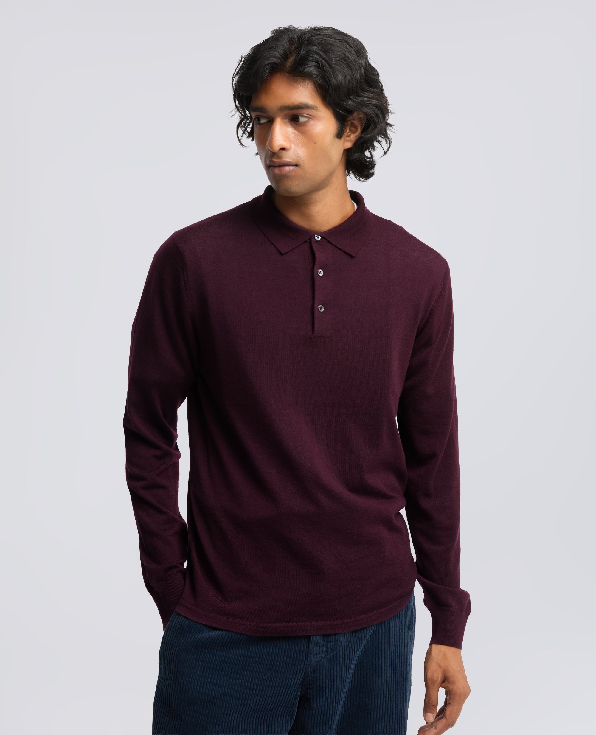POLO DE MANGA LARGA DE LANA MERINA - ROSSO - ASPESI