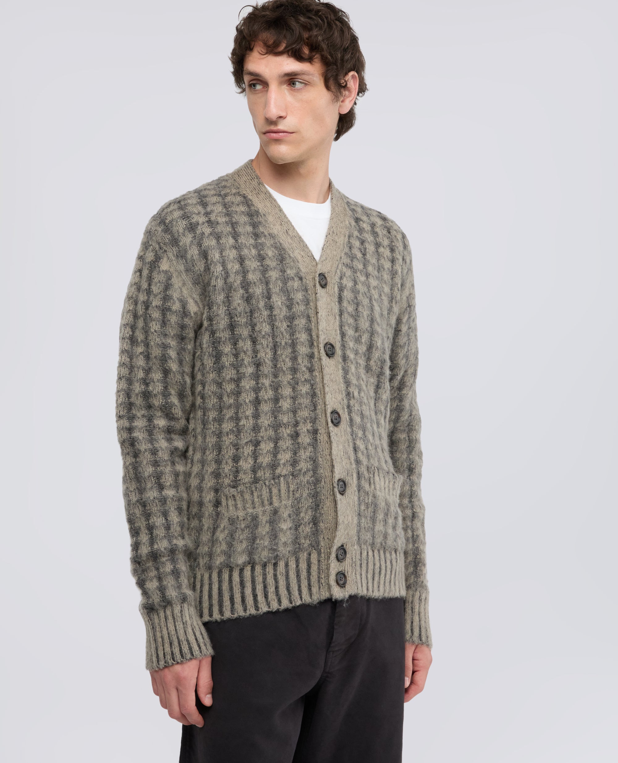 STRICKJACKE AUS SHETLAND-WOLLE - GRIGIO - ASPESI