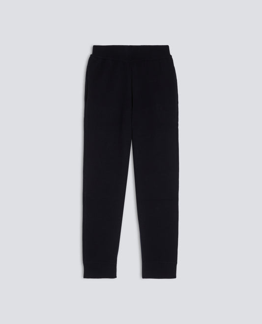 DOUBLE-BED KNIT WOOL AND COTTON YARN TROUSERS - BLU - ASPESI