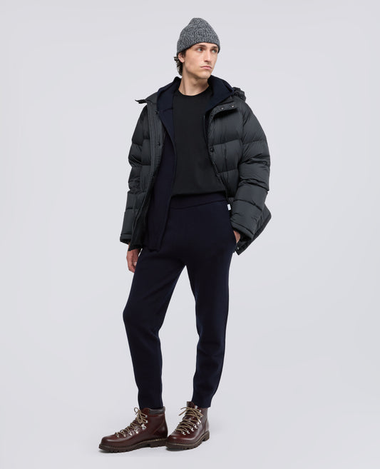 DOUBLE-BED KNIT WOOL AND COTTON YARN TROUSERS - BLU - ASPESI