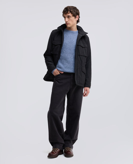 RIBBED MOHAIR AND WOOL CREW-NECK KNIT - AZZURRO - ASPESI